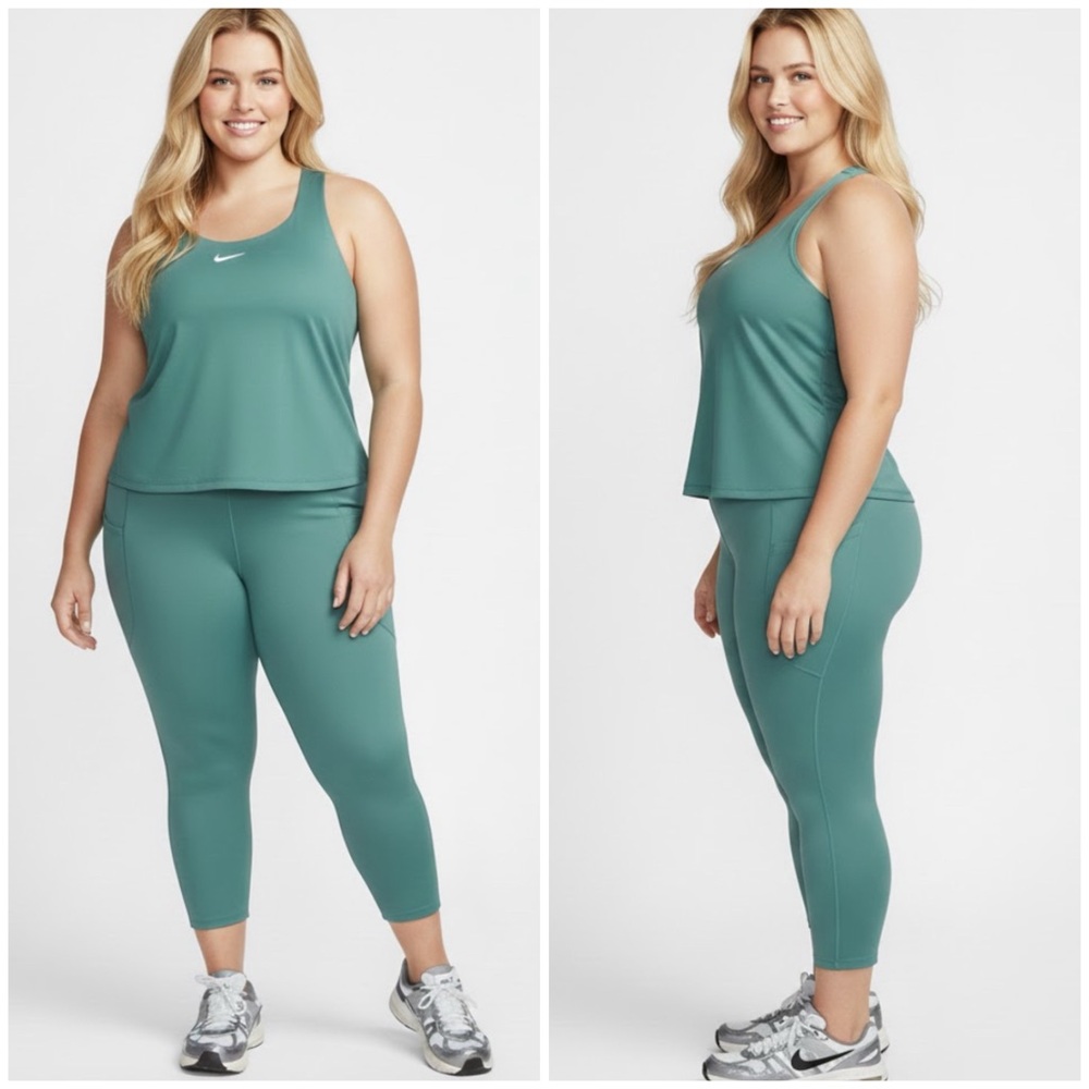 Nike 2 pc set Leggings and Sports Bra Plus Size 3X Bicoastal Green $118 XXXL